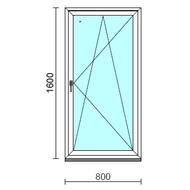 Bukó-nyíló ablak.   80x160 cm (Rendelhető méretek: szélesség 75- 84 cm, magasság 155-164 cm.) Deluxe A85 profilból
