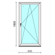 Bukó-nyíló ablak.   80x160 cm (Rendelhető méretek: szélesség 75- 84 cm, magasság 155-164 cm.)   Green 76 profilból