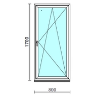 Bukó-nyíló ablak.   80x170 cm (Rendelhető méretek: szélesség 75- 84 cm, magasság 165-174 cm.)   Green 76 profilból