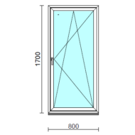 Bukó-nyíló ablak.   80x170 cm (Rendelhető méretek: szélesség 75- 84 cm, magasság 165-174 cm.) Deluxe A85 profilból