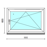 Bukó-nyíló ablak.   90x 60 cm (Rendelhető méretek: szélesség 85- 90 cm, magasság 55- 64 cm.)  New Balance 85 profilból