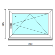 Bukó-nyíló ablak.   90x 60 cm (Rendelhető méretek: szélesség 85- 90 cm, magasság 55- 64 cm.) Deluxe A85 profilból