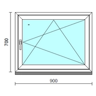 Bukó-nyíló ablak.   90x 70 cm (Rendelhető méretek: szélesség 85- 94 cm, magasság 65- 74 cm.)   Green 76 profilból