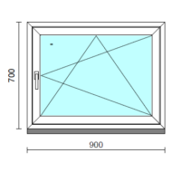 Bukó-nyíló ablak.   90x 70 cm (Rendelhető méretek: szélesség 85- 94 cm, magasság 65- 74 cm.) Deluxe A85 profilból