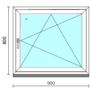 Bukó-nyíló ablak.   90x 80 cm (Rendelhető méretek: szélesség 85- 94 cm, magasság 75- 84 cm.) Deluxe A85 profilból
