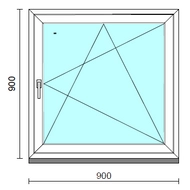Bukó-nyíló ablak.   90x 90 cm (Rendelhető méretek: szélesség 85- 94 cm, magasság 85- 94 cm.) Deluxe A85 profilból