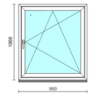Bukó-nyíló ablak.   90x100 cm (Rendelhető méretek: szélesség 85- 94 cm, magasság 95-104 cm.) Deluxe A85 profilból