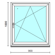 Bukó-nyíló ablak.   90x100 cm (Rendelhető méretek: szélesség 85- 94 cm, magasság 95-104 cm.)  New Balance 85 profilból