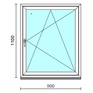 Bukó-nyíló ablak.   90x110 cm (Rendelhető méretek: szélesség 85- 94 cm, magasság 105-114 cm.)  New Balance 85 profilból