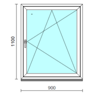 Bukó-nyíló ablak.   90x110 cm (Rendelhető méretek: szélesség 85- 94 cm, magasság 105-114 cm.) Deluxe A85 profilból