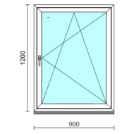 Bukó-nyíló ablak.   90x120 cm (Rendelhető méretek: szélesség 85- 94 cm, magasság 115-124 cm.)   Optima 76 profilból