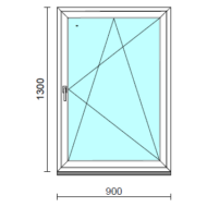 Bukó-nyíló ablak.   90x130 cm (Rendelhető méretek: szélesség 85- 94 cm, magasság 125-134 cm.) Deluxe A85 profilból