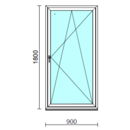 Bukó-nyíló ablak.   90x180 cm (Rendelhető méretek: szélesség 85- 94 cm, magasság 175-180 cm.)  New Balance 85 profilból