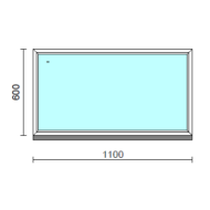 Fix ablak.  110x 60 cm (Rendelhető méretek: szélesség 105-114 cm, magasság 55-64 cm.)   Optima 76 profilból
