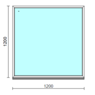 Fix ablak.  120x120 cm (Rendelhető méretek: szélesség 115-124 cm, magasság 115-124 cm.)   Optima 76 profilból