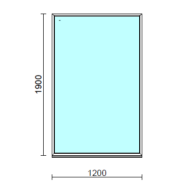 Fix ablak.  120x190 cm (Rendelhető méretek: szélesség 115-124 cm, magasság 185-194 cm.)   Optima 76 profilból