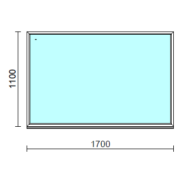 Fix ablak.  170x110 cm (Rendelhető méretek: szélesség 165-174 cm, magasság 105-114 cm.)   Optima 76 profilból