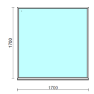 Fix ablak.  170x170 cm (Rendelhető méretek: szélesség 165-174 cm, magasság 165-174 cm.)   Optima 76 profilból