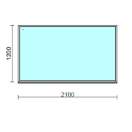 Fix ablak.  210x120 cm (Rendelhető méretek: szélesség 205-214 cm, magasság 115-124 cm.)   Optima 76 profilból