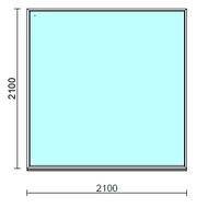 Fix ablak.  210x210 cm (Rendelhető méretek: szélesség 205-214 cm, magasság 205-214 cm.)   Green 76 profilból
