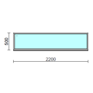 Fix ablak.  220x 50 cm (Rendelhető méretek: szélesség 215-224 cm, magasság 50-54 cm.)   Optima 76 profilból