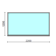 Fix ablak.  220x120 cm (Rendelhető méretek: szélesség 215-224 cm, magasság 115-124 cm.)   Green 76 profilból