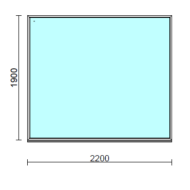 Fix ablak.  220x190 cm (Rendelhető méretek: szélesség 215-224 cm, magasság 185-194 cm.)   Green 76 profilból
