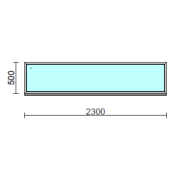 Fix ablak.  230x 50 cm (Rendelhető méretek: szélesség 225-234 cm, magasság 50-54 cm.)   Optima 76 profilból