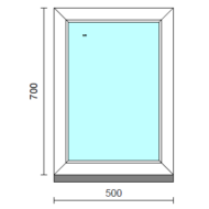 Fix ablak.   50x 70 cm (Rendelhető méretek: szélesség 50-54 cm, magasság 65-74 cm.)   Optima 76 profilból