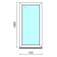 Fix ablak.   50x100 cm (Rendelhető méretek: szélesség 50-54 cm, magasság 95-104 cm.)   Optima 76 profilból