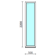 Fix ablak.   50x220 cm (Rendelhető méretek: szélesség 50-54 cm, magasság 215-224 cm.)   Optima 76 profilból