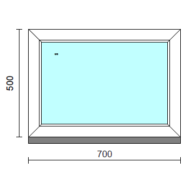 Fix ablak.   70x 50 cm (Rendelhető méretek: szélesség 65-74 cm, magasság 50-54 cm.)   Optima 76 profilból