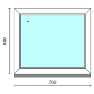 Fix ablak.   70x 60 cm (Rendelhető méretek: szélesség 65-74 cm, magasság 55-64 cm.) Deluxe A85 profilból