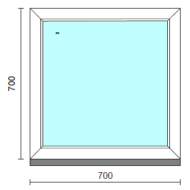 Fix ablak.   70x 70 cm (Rendelhető méretek: szélesség 65-74 cm, magasság 65-74 cm.)   Optima 76 profilból