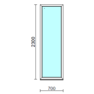 Fix ablak.   70x230 cm (Rendelhető méretek: szélesség 65-74 cm, magasság 225-234 cm.) Deluxe A85 profilból
