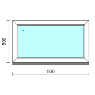 Fix ablak.   90x 50 cm (Rendelhető méretek: szélesség 85-94 cm, magasság 50-54 cm.)   Optima 76 profilból