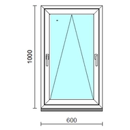Kétkilincses bukó ablak.   60x100 cm (Rendelhető méretek: szélesség 55- 64 cm, magasság 95-104 cm.) Deluxe A85 profilból