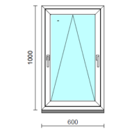 Kétkilincses bukó ablak.   60x100 cm (Rendelhető méretek: szélesség 55- 64 cm, magasság 95-104 cm.) Deluxe A85 profilból