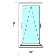 Kétkilincses bukó ablak.   60x110 cm (Rendelhető méretek: szélesség 55- 64 cm, magasság 105-114 cm.)   Green 76 profilból