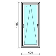Kétkilincses bukó ablak.   60x150 cm (Rendelhető méretek: szélesség 55- 64 cm, magasság 145-154 cm.) Deluxe A85 profilból