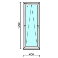 Kétkilincses bukó ablak.   60x170 cm (Rendelhető méretek: szélesség 55- 64 cm, magasság 165-174 cm.) Deluxe A85 profilból