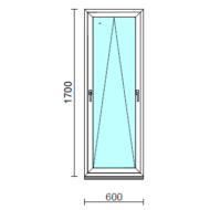 Kétkilincses bukó ablak.   60x170 cm (Rendelhető méretek: szélesség 55- 64 cm, magasság 165-174 cm.)   Green 76 profilból