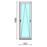 Kétkilincses bukó ablak.   60x180 cm (Rendelhető méretek: szélesség 55- 64 cm, magasság 175-184 cm.)   Green 76 profilból