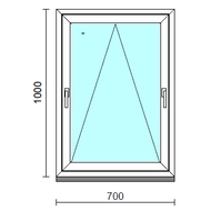 Kétkilincses bukó ablak.   70x100 cm (Rendelhető méretek: szélesség 65- 74 cm, magasság 95-104 cm.)  New Balance 85 profilból