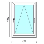 Kétkilincses bukó ablak.   70x100 cm (Rendelhető méretek: szélesség 65- 74 cm, magasság 95-104 cm.)   Green 76 profilból