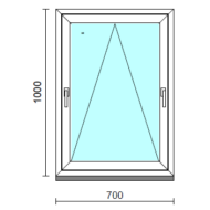 Kétkilincses bukó ablak.   70x100 cm (Rendelhető méretek: szélesség 65- 74 cm, magasság 95-104 cm.) Deluxe A85 profilból