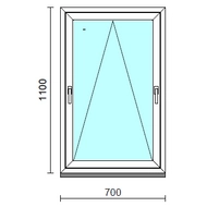 Kétkilincses bukó ablak.   70x110 cm (Rendelhető méretek: szélesség 65- 74 cm, magasság 105-114 cm.)  New Balance 85 profilból