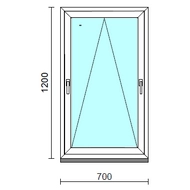 Kétkilincses bukó ablak.   70x120 cm (Rendelhető méretek: szélesség 65- 74 cm, magasság 115-124 cm.)   Green 76 profilból