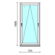 Kétkilincses bukó ablak.   70x150 cm (Rendelhető méretek: szélesség 65- 74 cm, magasság 145-154 cm.)   Green 76 profilból