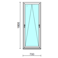 Kétkilincses bukó ablak.   70x180 cm (Rendelhető méretek: szélesség 65- 74 cm, magasság 175-184 cm.)  New Balance 85 profilból